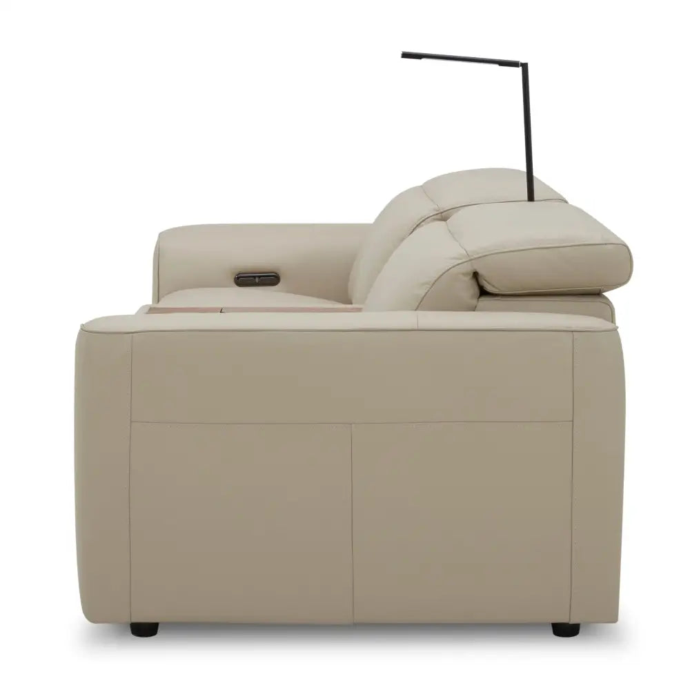 Hallie 2 Seater Genuine Leather Sofa Lounge Electric Powered Recliner Beige - Furniture > Sofas