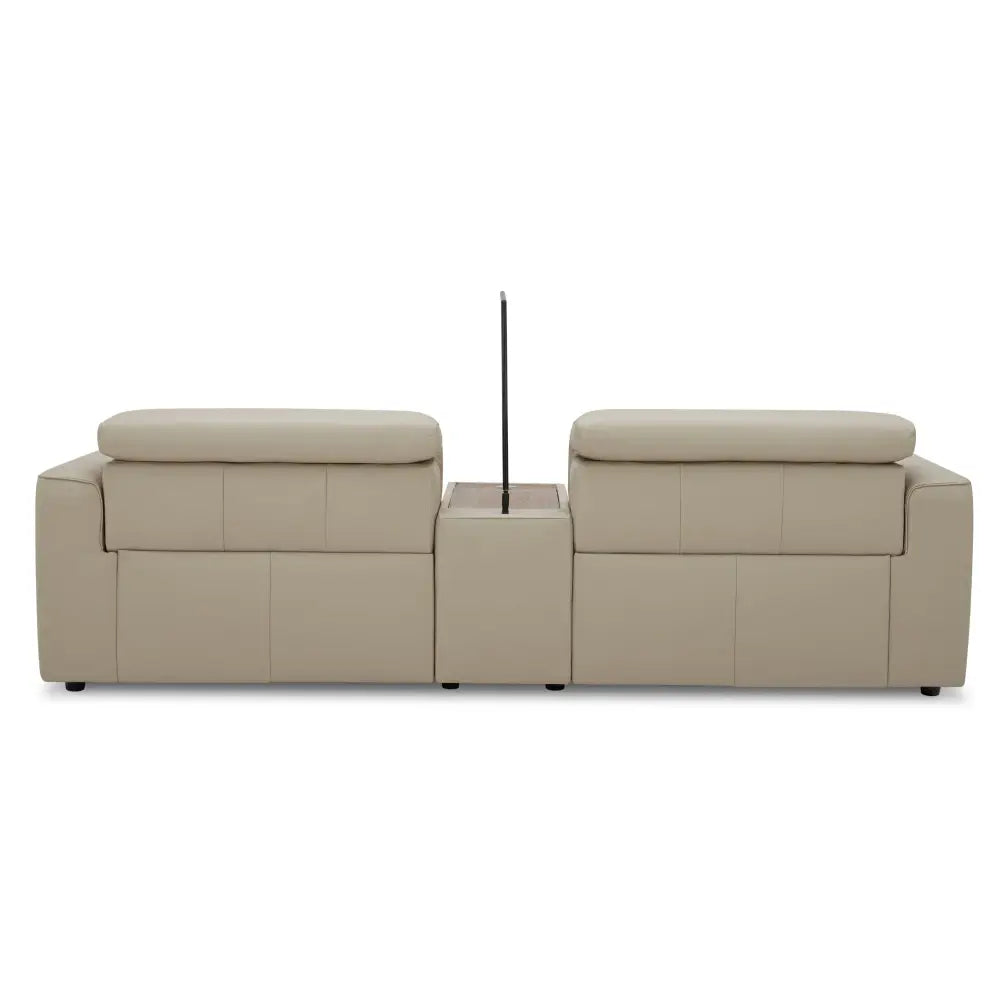 Hallie 2 Seater Genuine Leather Sofa Lounge Electric Powered Recliner Beige - Furniture > Sofas