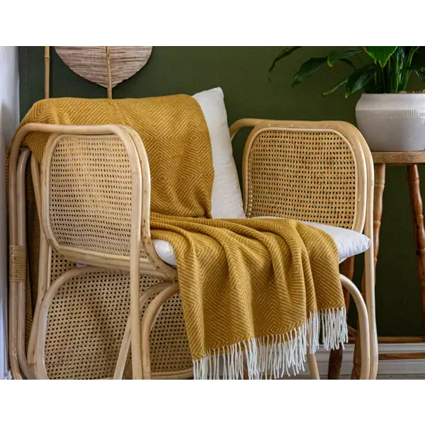 Hampton Throw - Merino Wool Blend - Mustard - Home & Garden > Decor