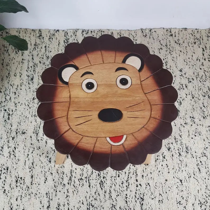 Hand Carved Children’s Table Wooden LION Theme - Baby & Kids > Kid’s Furniture