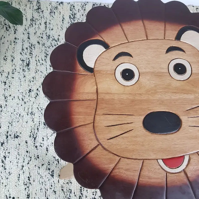 Hand Carved Children’s Table Wooden LION Theme - Baby & Kids > Kid’s Furniture
