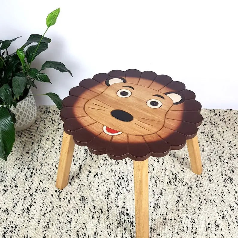 Hand Carved Children’s Table Wooden LION Theme - Baby & Kids > Kid’s Furniture