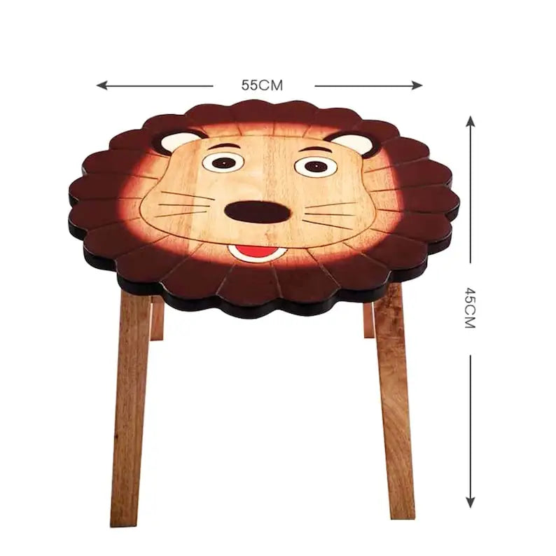 Hand Carved Children’s Table Wooden LION Theme - Baby & Kids > Kid’s Furniture
