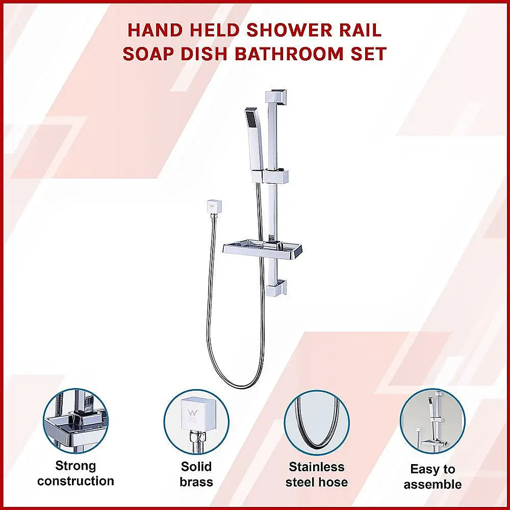 Hand Held Shower Rail Soap Dish Bathroom Set - Furniture > Bathroom > Shower Heads & Screens