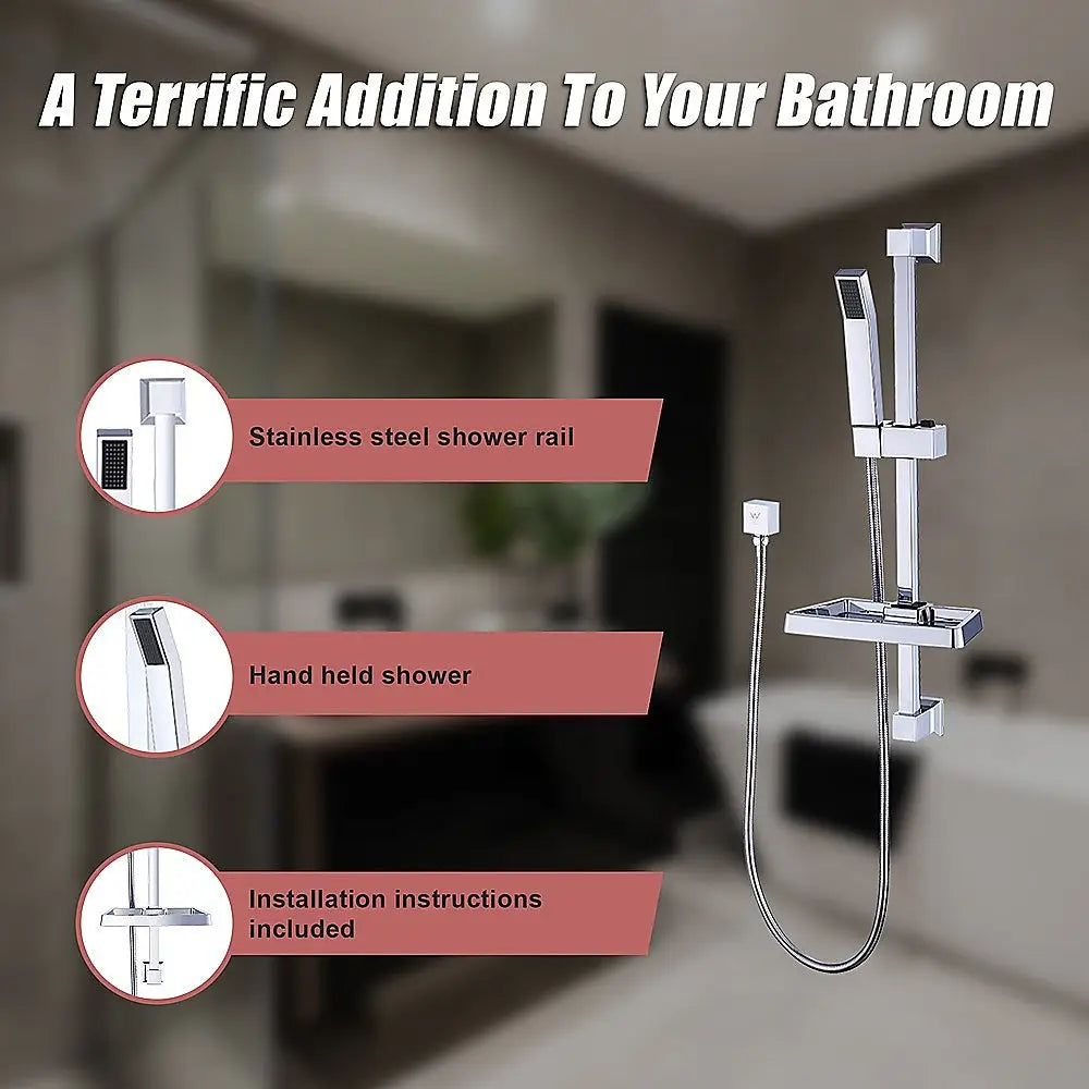 Hand Held Shower Rail Soap Dish Bathroom Set - Furniture > Bathroom > Shower Heads & Screens