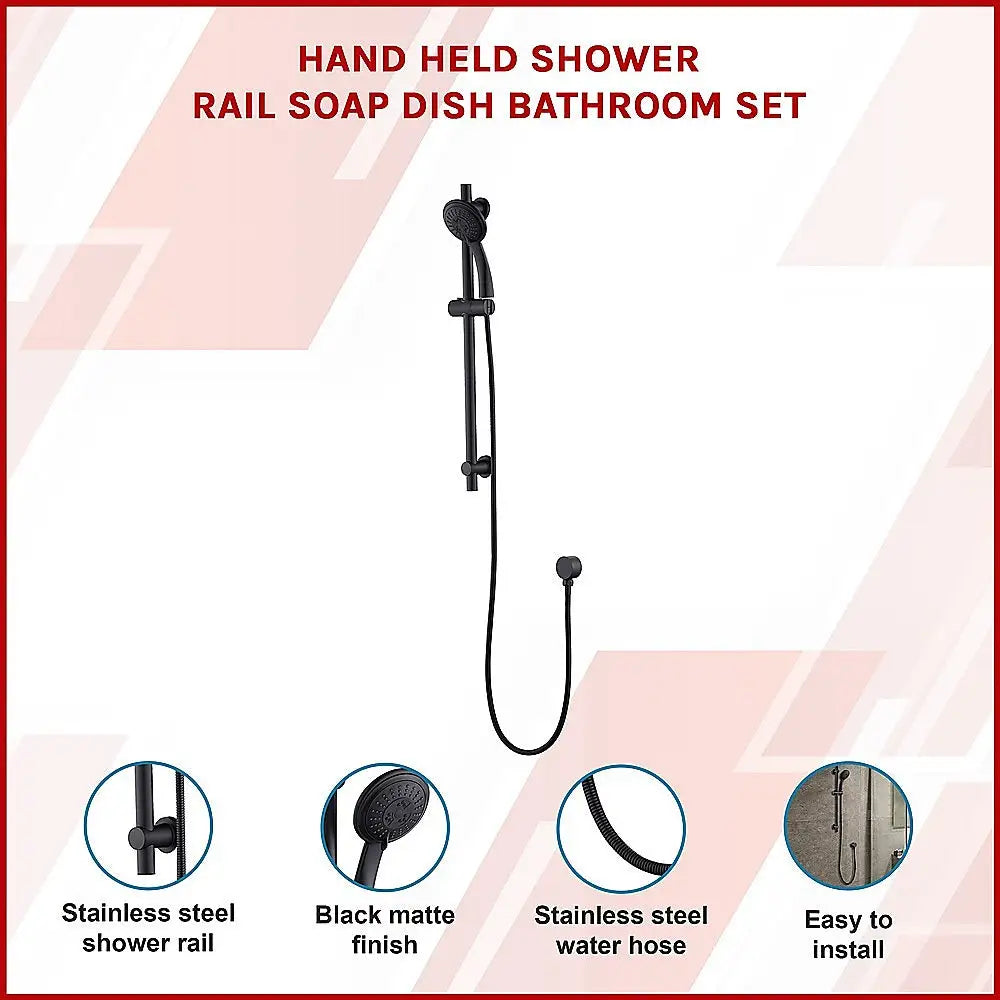 Hand Held Shower Rail Soap Dish Bathroom Set - Furniture > Bathroom > Shower Heads & Screens