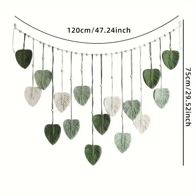 Hand -woven leaf tapestry green 120x75cm - Home & Garden > Decor > Garden Ornaments