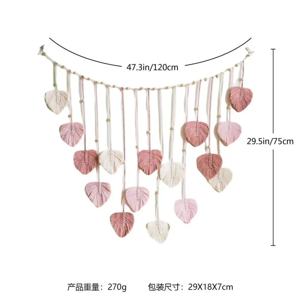 Hand -woven leaf tapestry pink 120x75cm - Home & Garden > Decor > Garden Ornaments