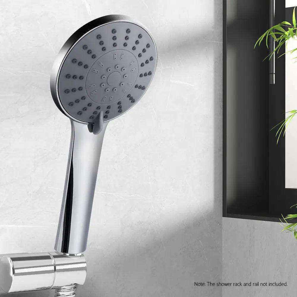 Handheld Shower Head 4.5’’ High Pressure 5 Modes Poweful Round Chrome - Home & Garden > Bathroom Accessories >