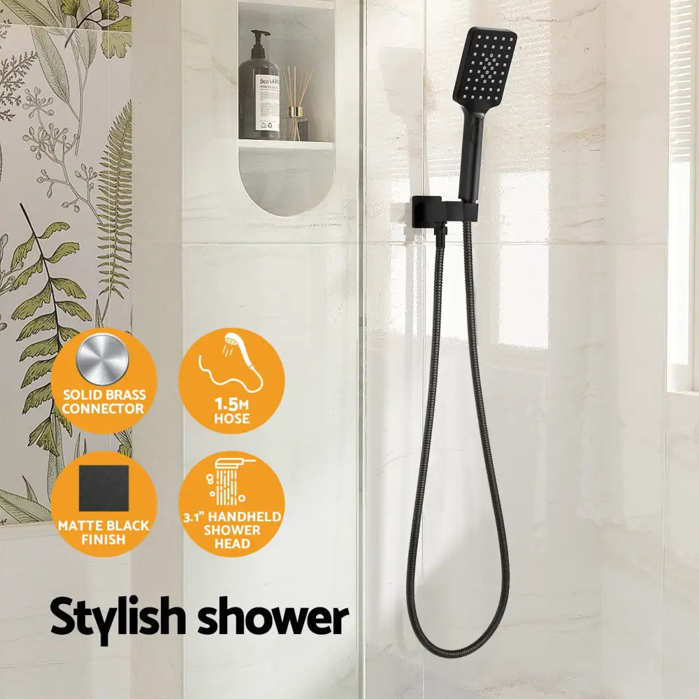 Handheld Shower Head Holder 3.1’’ High Pressure Black - Home & Garden > Bathroom Accessories