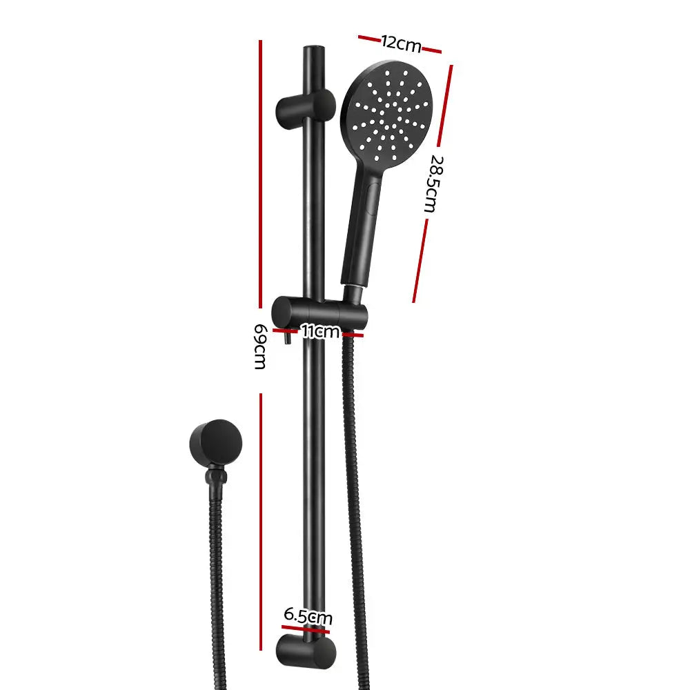 Handheld Shower Head Wall Holder 4.7’’ High Pressure Adjustable 3 Modes Black - Home & Garden > Bathroom Accessories