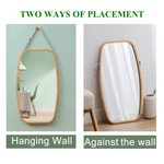 Hanging Full Length Wall Mirror - Solid Bamboo Frame and Adjustable Leather Strap for Bathroom and Bedroom - Health &