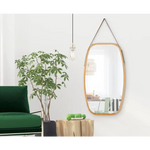 Hanging Full Length Wall Mirror - Solid Bamboo Frame and Adjustable Leather Strap for Bathroom and Bedroom - Health &