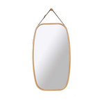 Hanging Full Length Wall Mirror - Solid Bamboo Frame and Adjustable Leather Strap for Bathroom and Bedroom - Health &