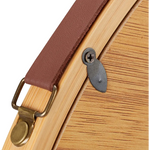 Hanging Round Wall Mirror 38 cm - Solid Bamboo Frame and Adjustable Leather Strap for Bathroom and Bedroom - Furniture