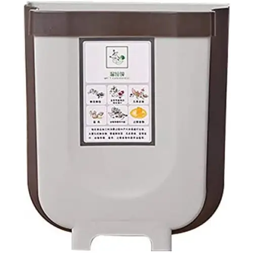 Hanging Trash Can Collapsible Small Garbage Waste Bin for Kitchen (Grey) - Home & Garden > Kitchen Bins
