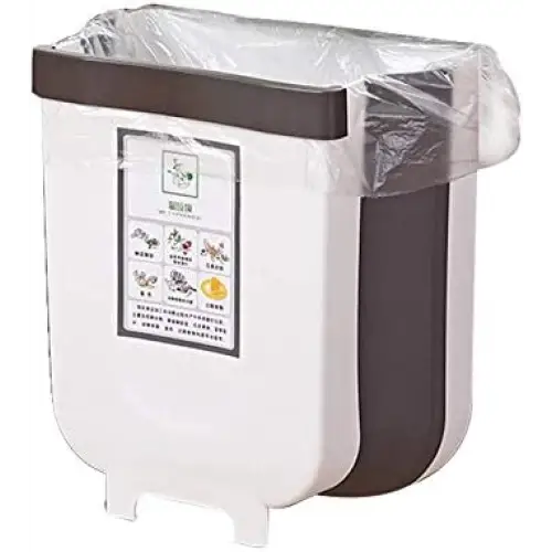 Hanging Trash Can Collapsible Small Garbage Waste Bin for Kitchen (White) - Home & Garden > Kitchen Bins