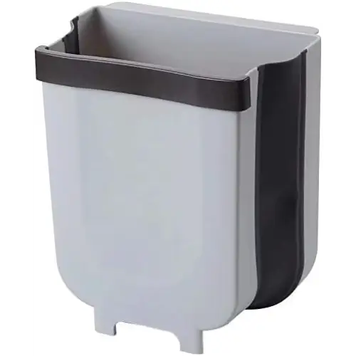 Hanging Trash Can Collapsible Small Garbage Waste Bin for Kitchen (Grey) - Home & Garden > Kitchen Bins