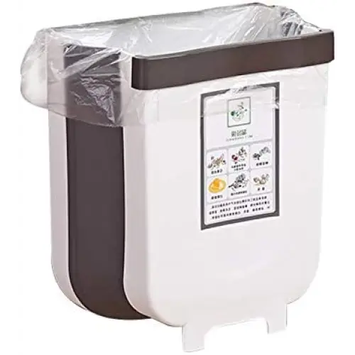 Hanging Trash Can Collapsible Small Garbage Waste Bin for Kitchen (White) - Home & Garden > Kitchen Bins