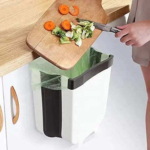 Hanging Trash Can Collapsible Small Garbage Waste Bin for Kitchen (White) - Home & Garden > Kitchen Bins