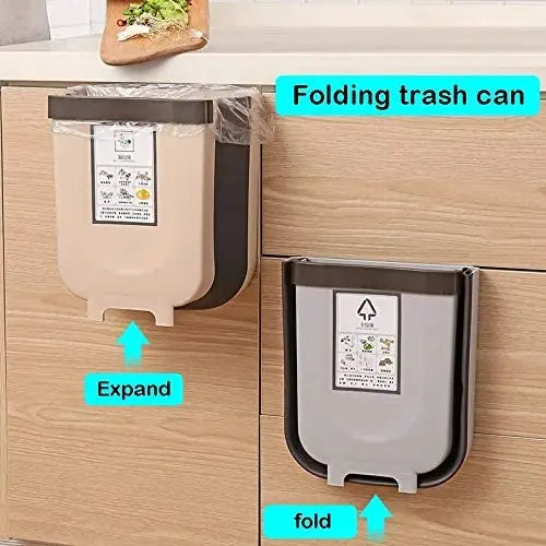 Hanging Trash Can Collapsible Small Garbage Waste Bin for Kitchen (Grey) - Home & Garden > Kitchen Bins