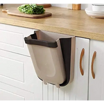 Hanging Trash Can Collapsible Small Garbage Waste Bin for Kitchen (Beige) - Home & Garden > Kitchen Bins