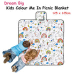 Happy Kids Dream Big Colour Me In Picnic Blanket 125 x 125 cm - Home & Garden > Bedding