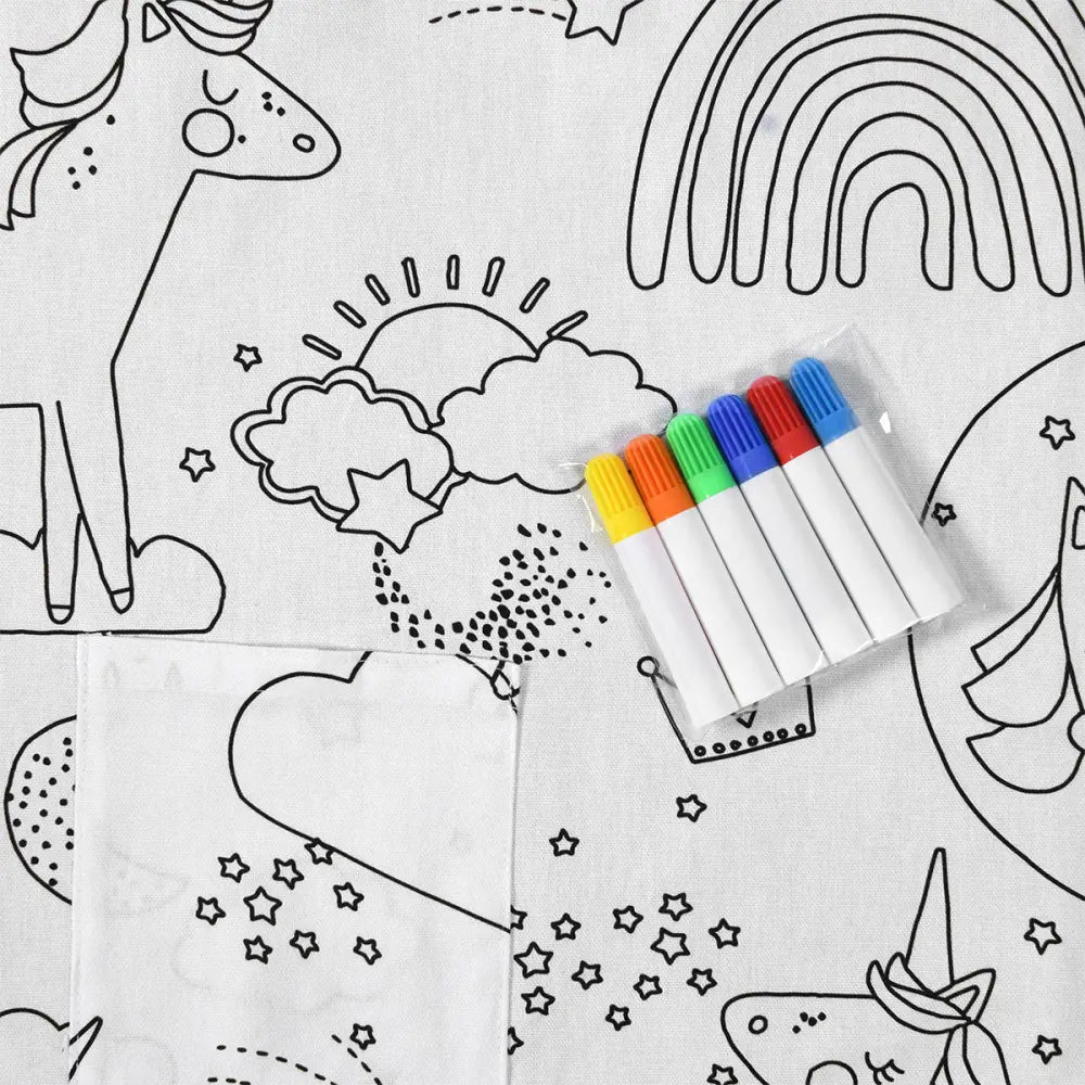Happy Kids Dream Big Colour Me In Picnic Blanket 125 x 125 cm - Home & Garden > Bedding