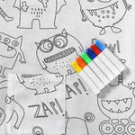 Happy Kids Monster Squad Colour Me In Picnic Blanket 125 x 125 cm - Home & Garden > Bedding
