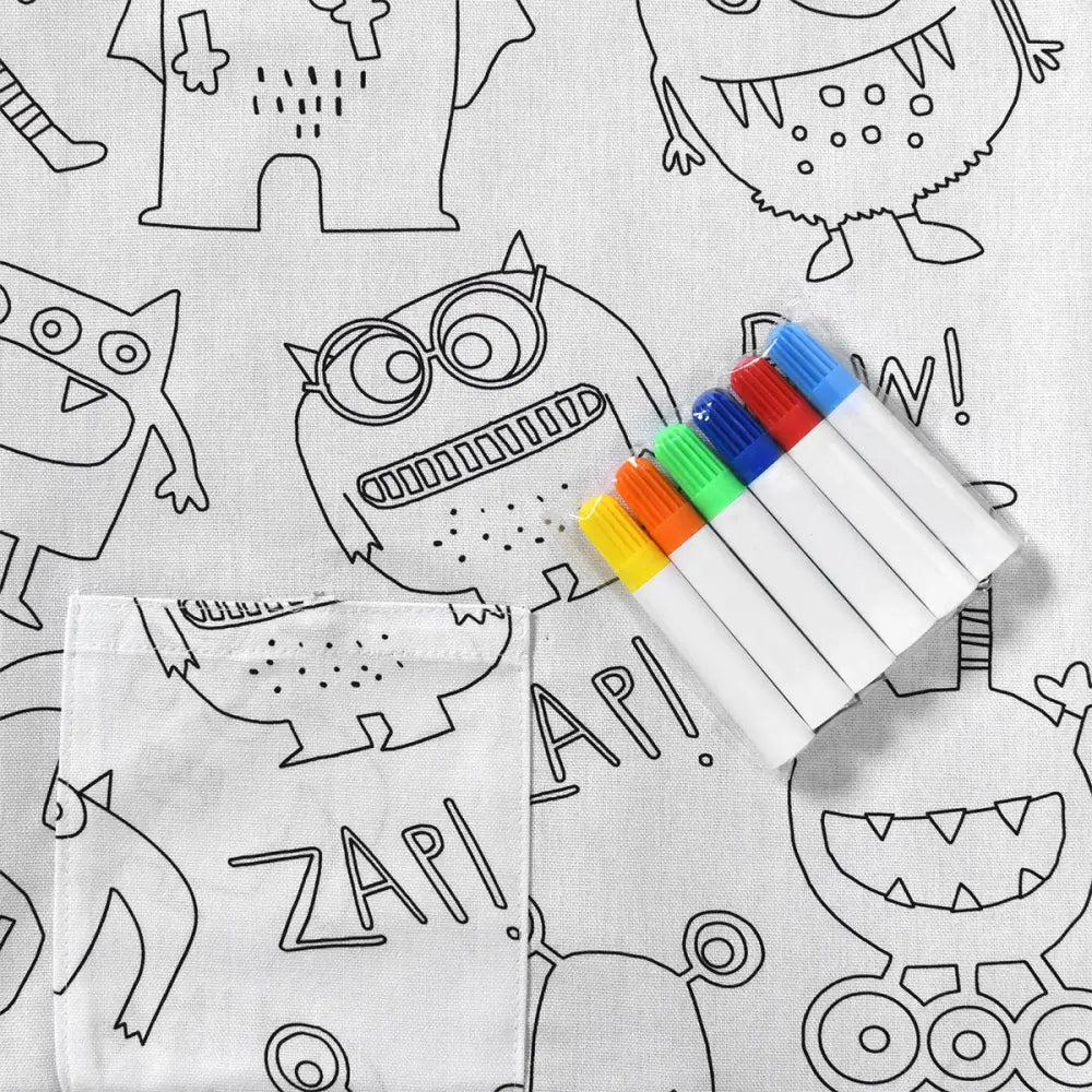 Happy Kids Monster Squad Colour Me In Picnic Blanket 125 x 125 cm - Home & Garden > Bedding