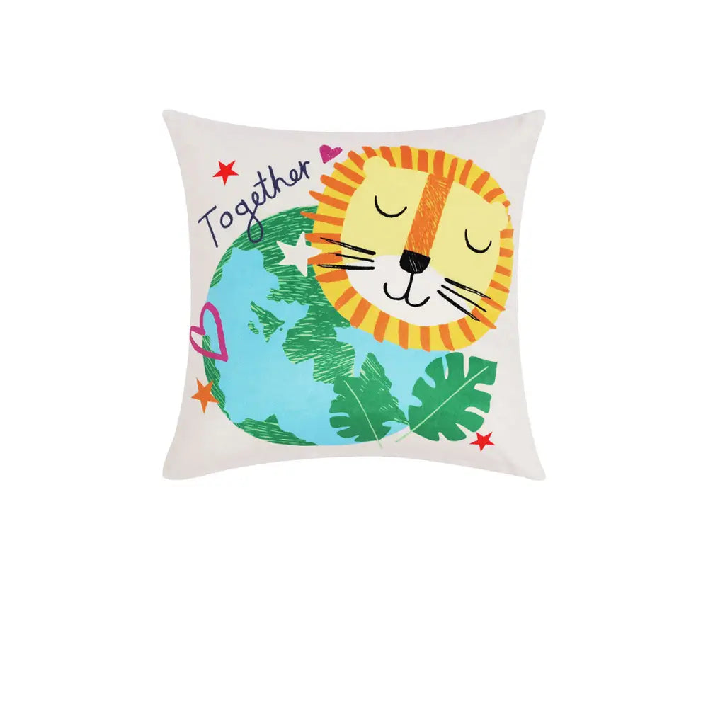 Happy Kids Our Planet Filled Square Cushion - Home & Garden > Bedding