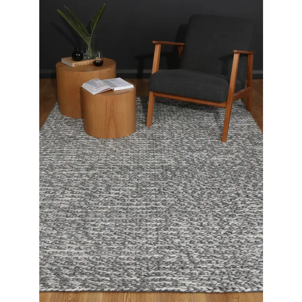 Harlow Cue Charcoal Wool Blend Rug 160x230 - Home & Garden > Rugs