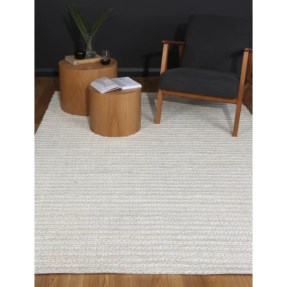 Harlow Cue White Wool Blend Rug 160x230 - Home & Garden > Rugs