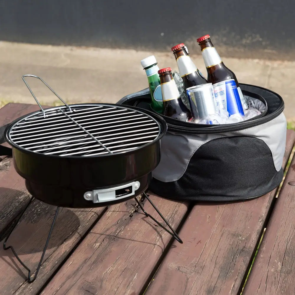 Havana Outdoors 2-IN-1 BBQ Grill Cooler Combo Set Outdoor Camping Picnic - Home & Garden > BBQ