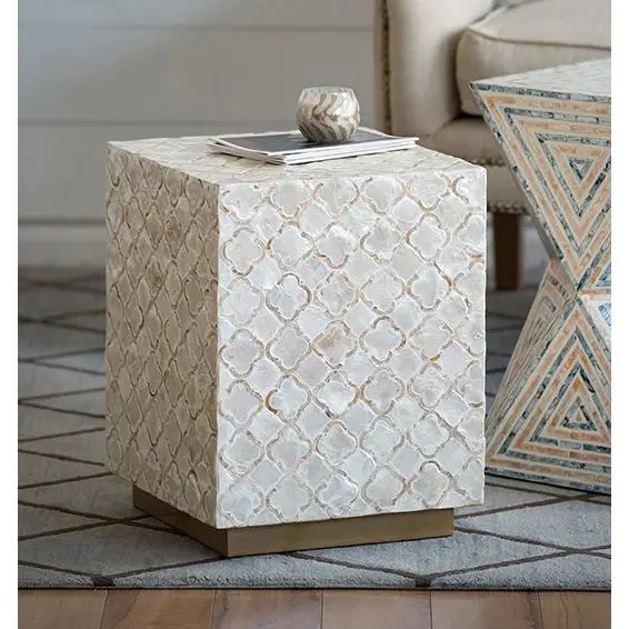 HAYMEN SQUARE SHELL STOOL/TABLE - Furniture > Living Room > Side Tables