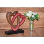 Heart Love Wood Carving Wood Sculpture Acacia Wooden Statue Heart in red 22cm - Home & Garden > Decor