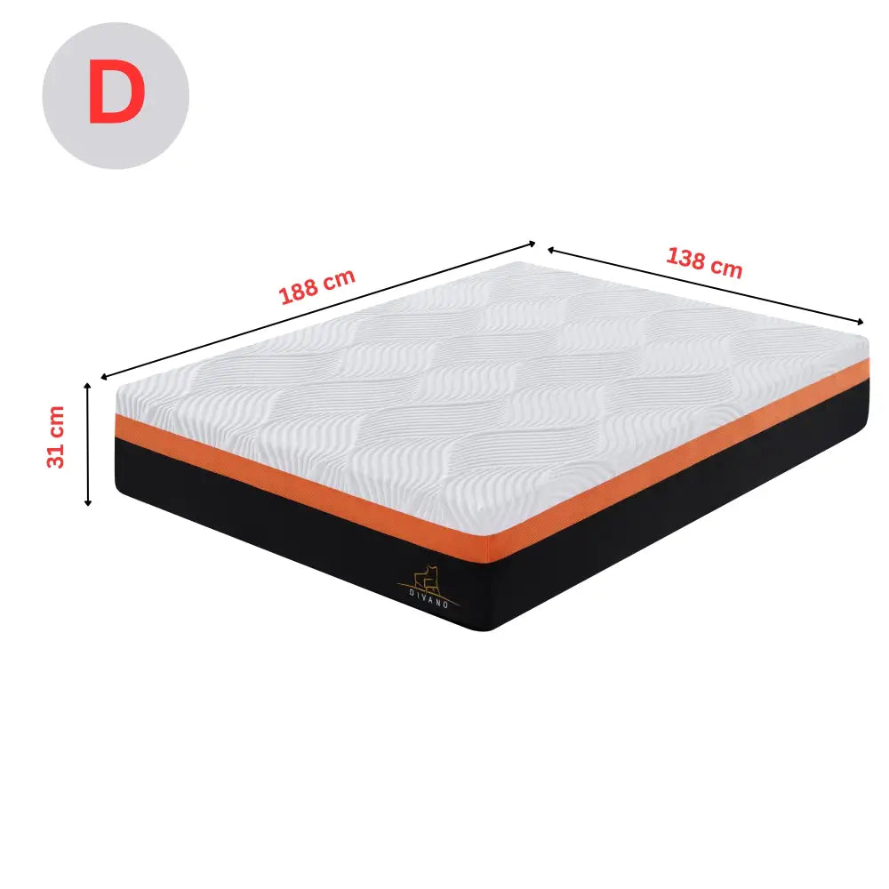 Heavenly Double Size Memory Foam Medium-Firm Feel 31cm Mattress - Furniture > Mattresses