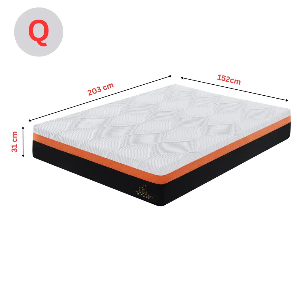 Heavenly Queen Size Memory Foam Medium-Firm Feel 31cm Mattress - Furniture > Mattresses