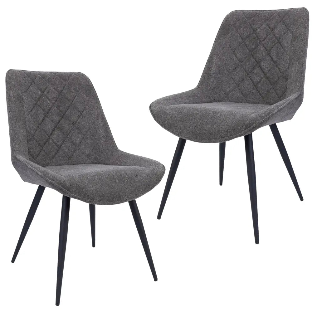 Helenium Dining Chair Set of 2 Fabric Seat with Metal Frame - Graphite - Furniture > Dining