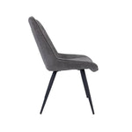 Helenium Dining Chair Set of 2 Fabric Seat with Metal Frame - Graphite - Furniture > Dining