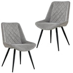 Helenium Dining Chair Set of 2 Fabric Seat with Metal Frame - Granite - Furniture > Dining