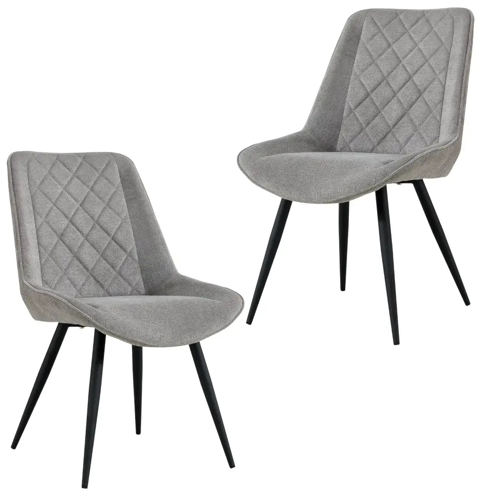 Helenium Dining Chair Set of 2 Fabric Seat with Metal Frame - Granite - Furniture > Dining