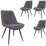 Helenium Dining Chair Set of 4 Fabric Seat with Metal Frame - Graphite - Furniture > Dining