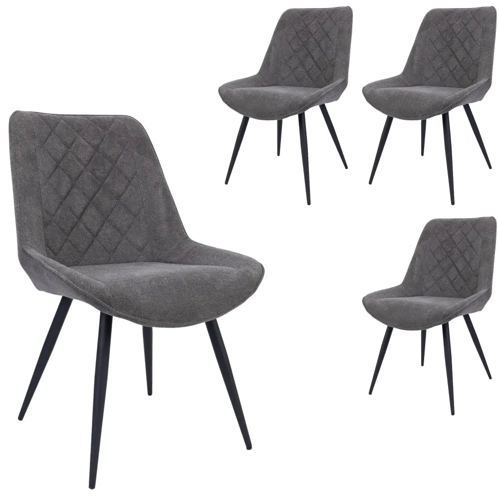 Helenium Dining Chair Set of 4 Fabric Seat with Metal Frame - Graphite - Furniture > Dining