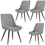 Helenium Dining Chair Set of 4 Fabric Seat with Metal Frame - Granite - Furniture > Dining