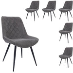 Helenium Dining Chair Set of 6 Fabric Seat with Metal Frame - Graphite - Furniture > Dining