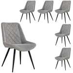 Helenium Dining Chair Set of 6 Fabric Seat with Metal Frame - Granite - Furniture > Dining