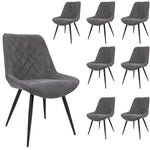 Helenium Dining Chair Set of 8 Fabric Seat with Metal Frame - Graphite - Furniture > Dining