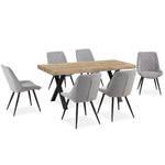 Helenium Dining Chair Set of 8 Fabric Seat with Metal Frame - Granite - Furniture > Dining