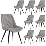 Helenium Dining Chair Set of 8 Fabric Seat with Metal Frame - Granite - Furniture > Dining